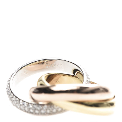 Cartier 18K White Yellow Pink Gold Diamond Classic Trinity Paved Ring 49 4.75 5 of 6