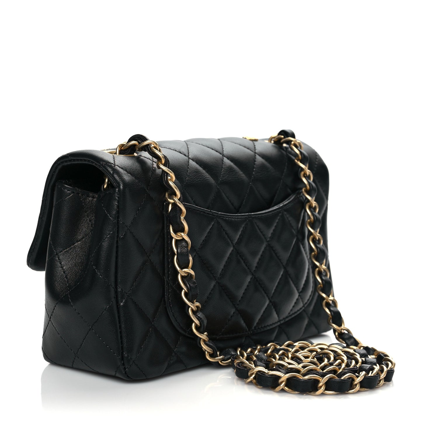 Lambskin Quilted Egyptian Amulet Mini Rectangular Flap Black