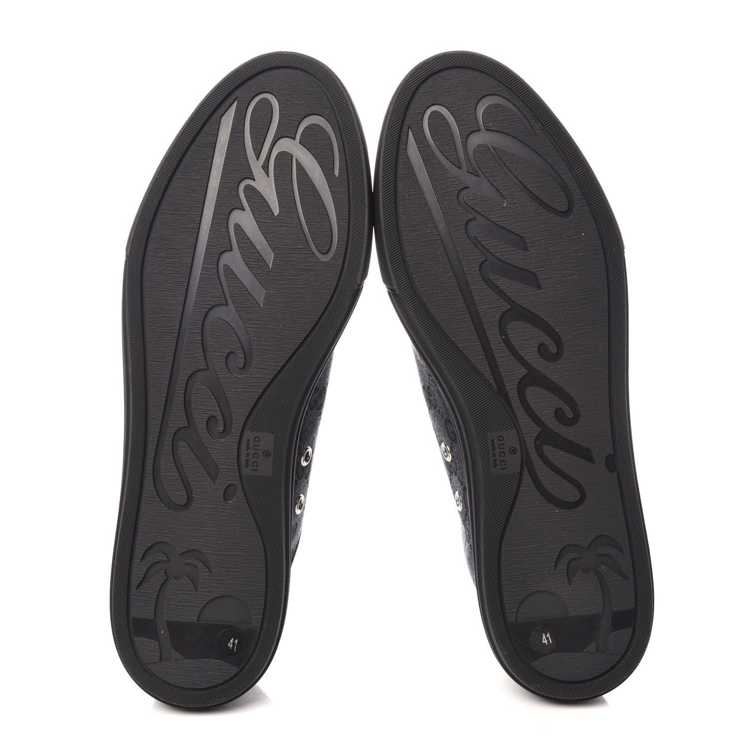 Gucci GG Monogram Calfskin Womens Low Top Sneakers 41 Piombo Black 5 of 7