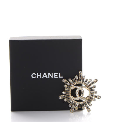 Chanel Crystal Baguette CC Brooch Light Gold 5 of 5
