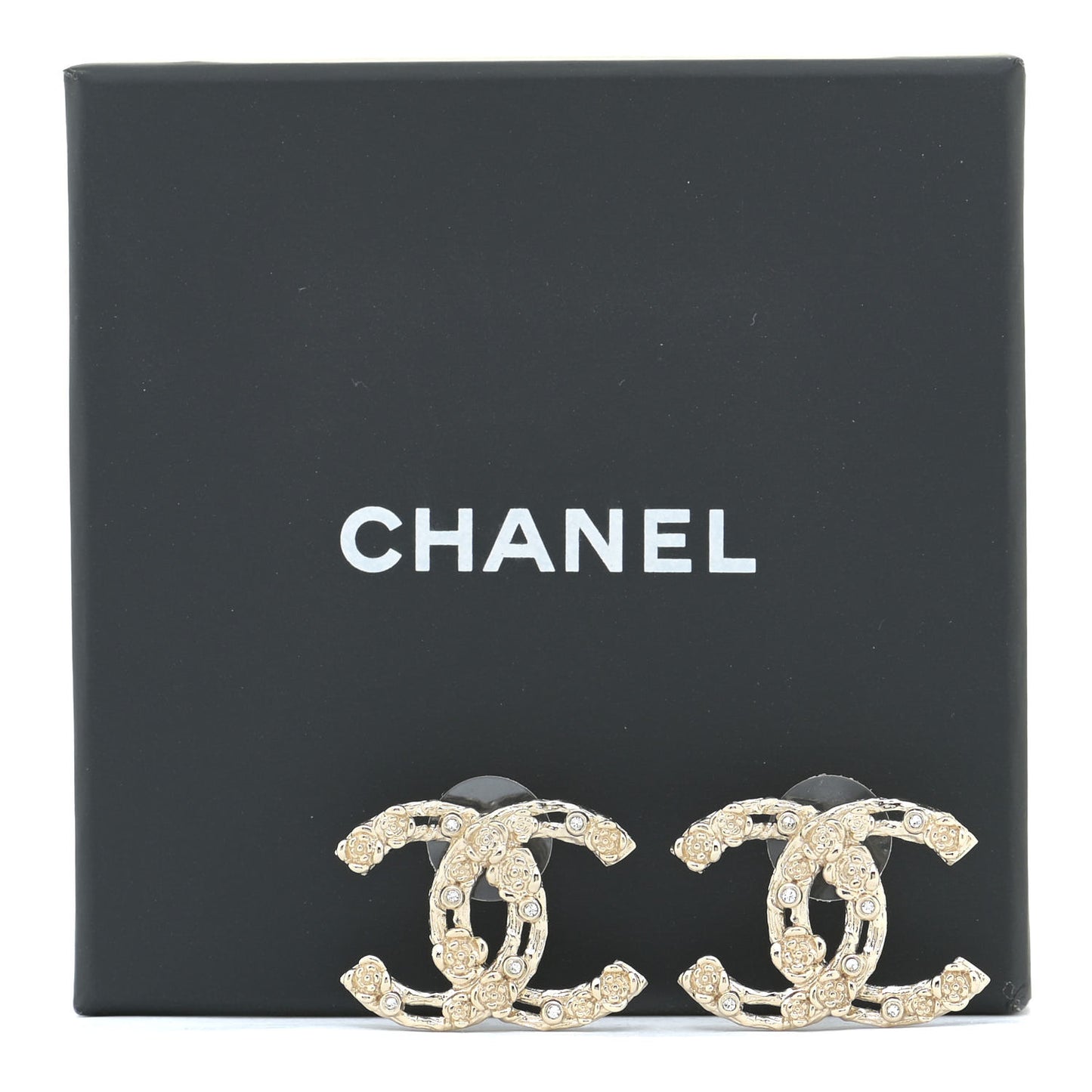 Crystal CC Camellia Earrings Gold