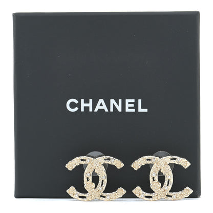 Chanel Crystal CC Camellia Earrings Gold 6 of 6
