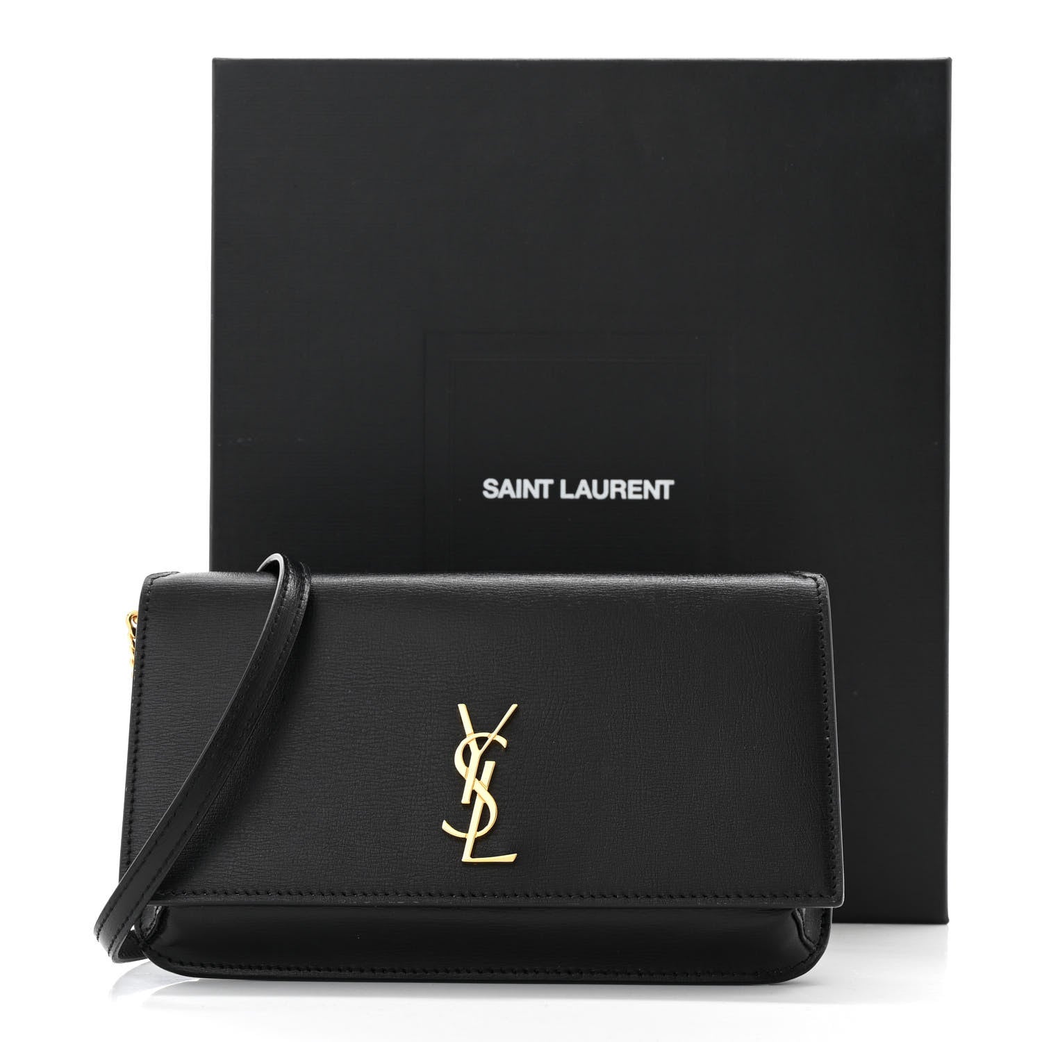 Saint Laurent Smooth Calfskin Monogram Phone Holder Crossbody Black 7 of 7
