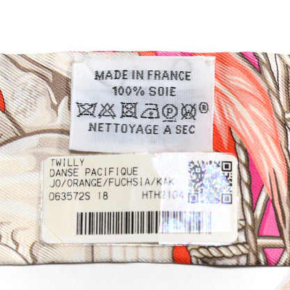 Hermes Silk La Danse Pacifique Twilly Orange Fuchsia Kaki 3 of 5