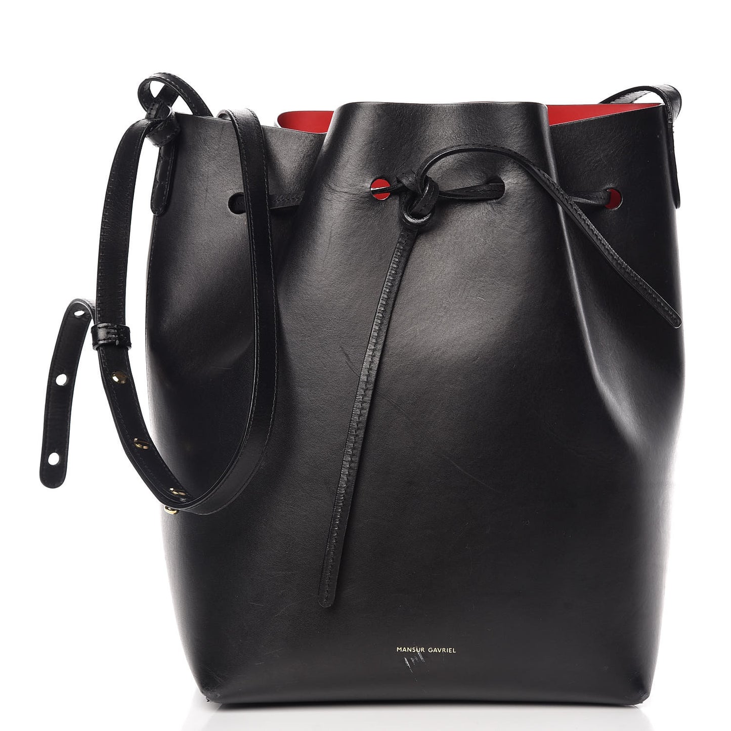 Vegetable Tanned Calfskin Bucket Bag Black Flamma