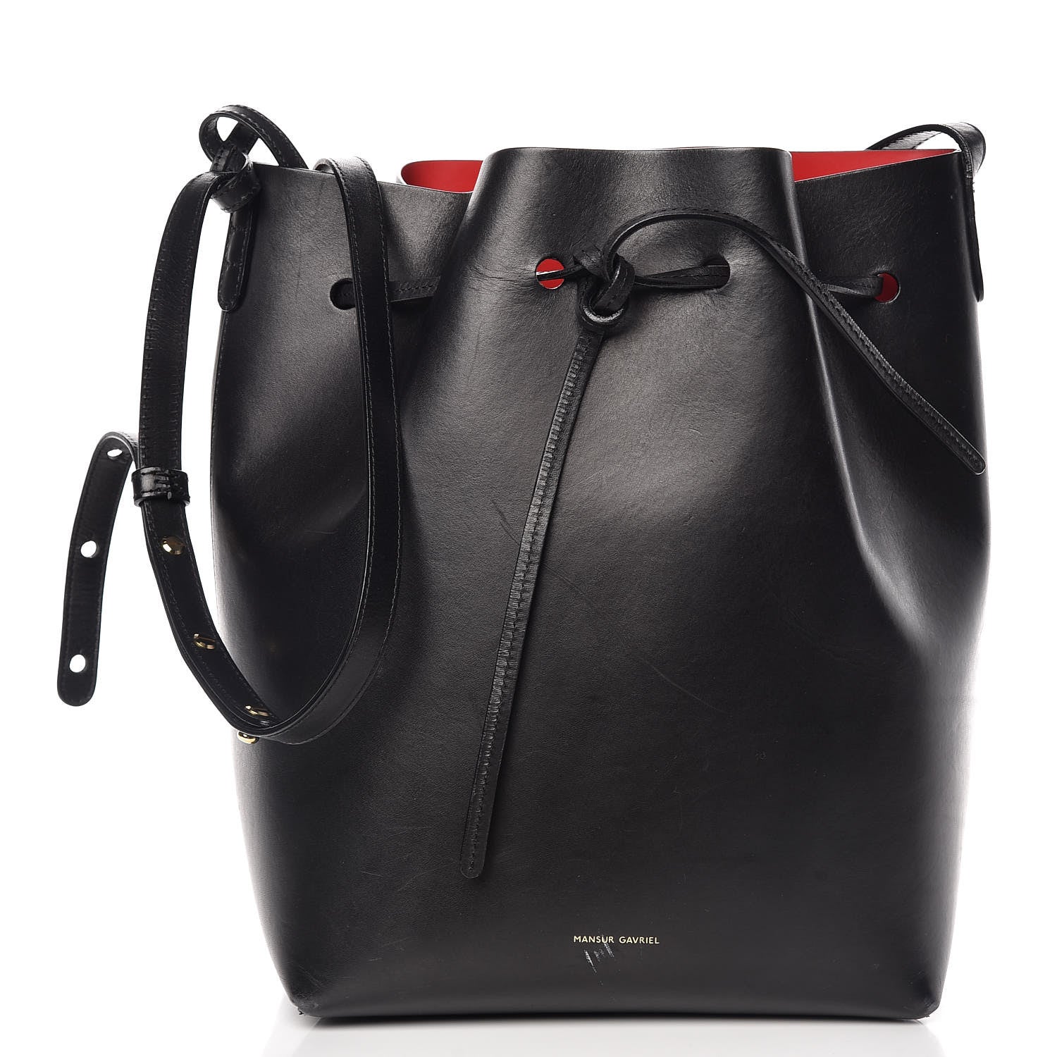 Mansur Gavriel Vegetable Tanned Calfskin Bucket Bag Black Flamma 3 of 28