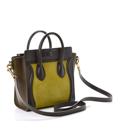 Celine Nubuck Smooth Calfskin Nano Tri-Color Luggage Chartreuse 3 of 10