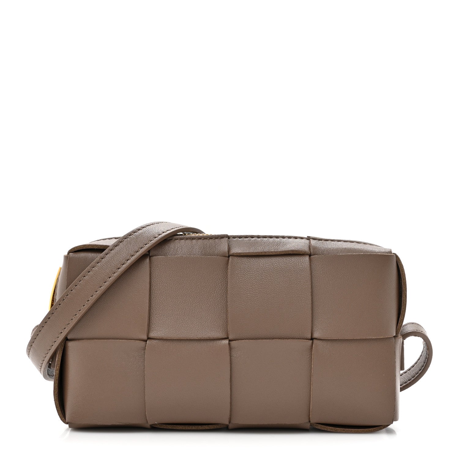 Bottega Veneta Lambskin Maxi Intreccio Cassette Phone Pouch Crossbody Bag Taupe Grey 1 of 10