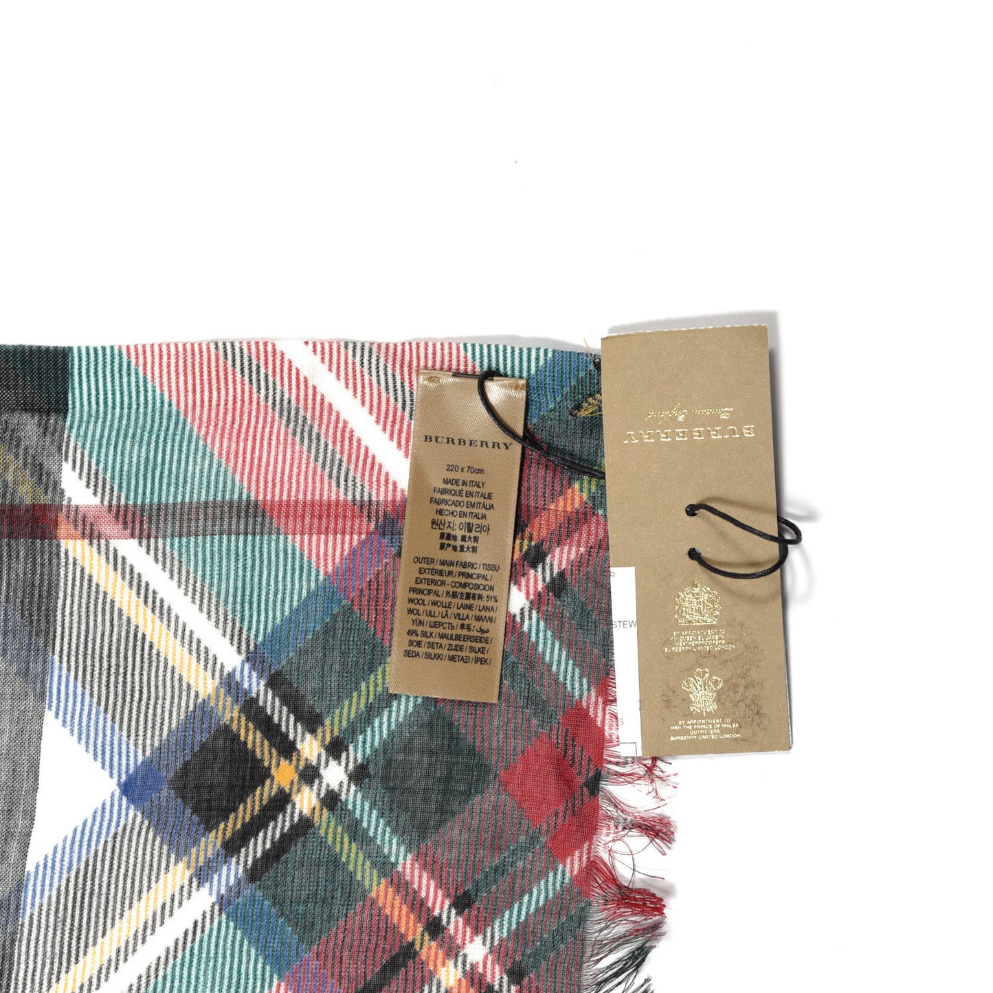 Wool Silk Tartan And Check Scarf Red Multicolor