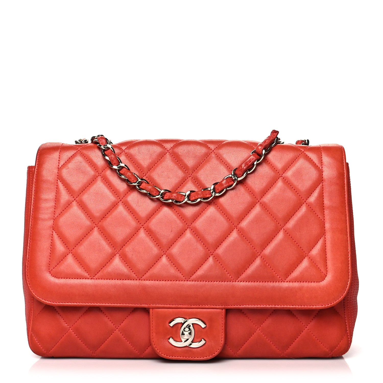 Chanel Lambskin Large Coco Rider Flap Coral 1 of 14