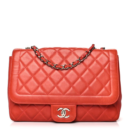 Chanel Lambskin Large Coco Rider Flap Coral 1 of 14