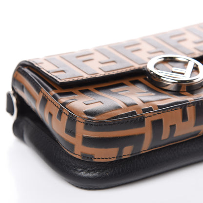 Fendi Vitello Dolce F is Fendi FF Embossed Micro Double Baguette Tobacco Black 11 of 12