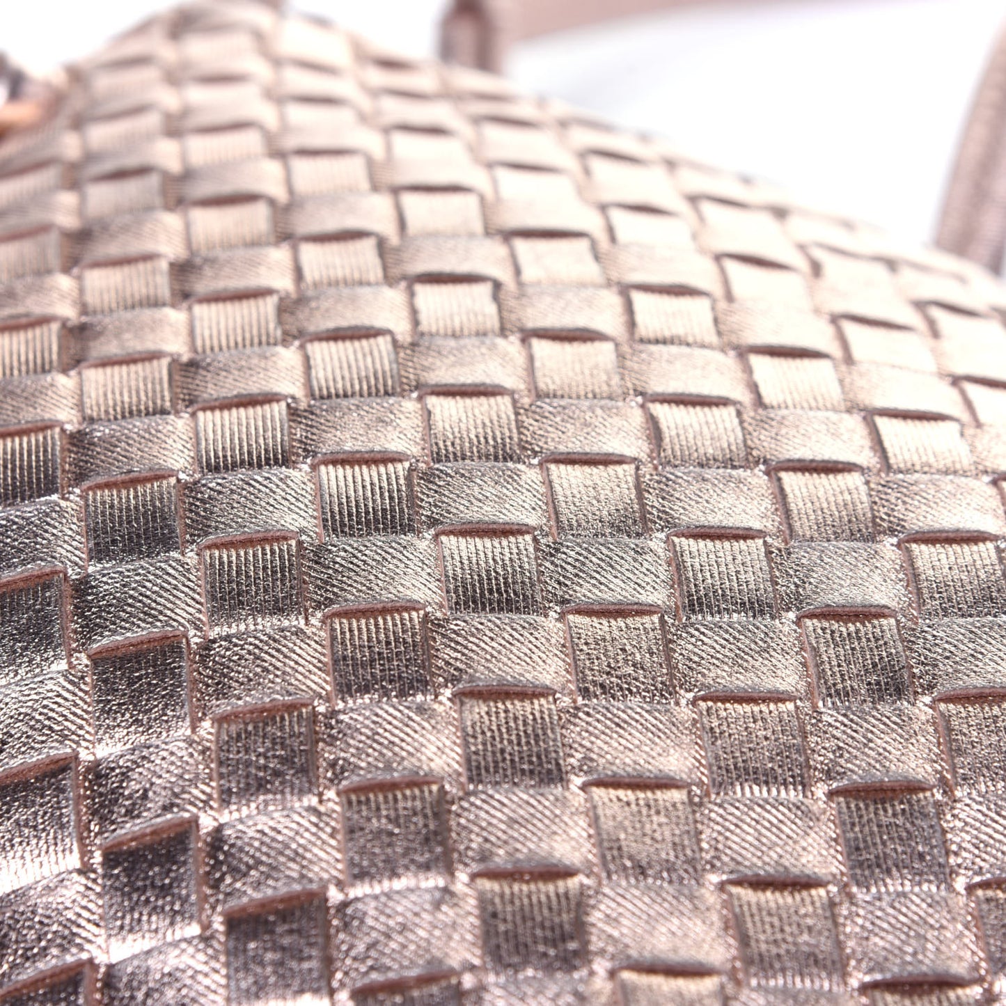 Metallic Grosgrain Intrecciato Pillow Crossbody Messenger Rose Gold