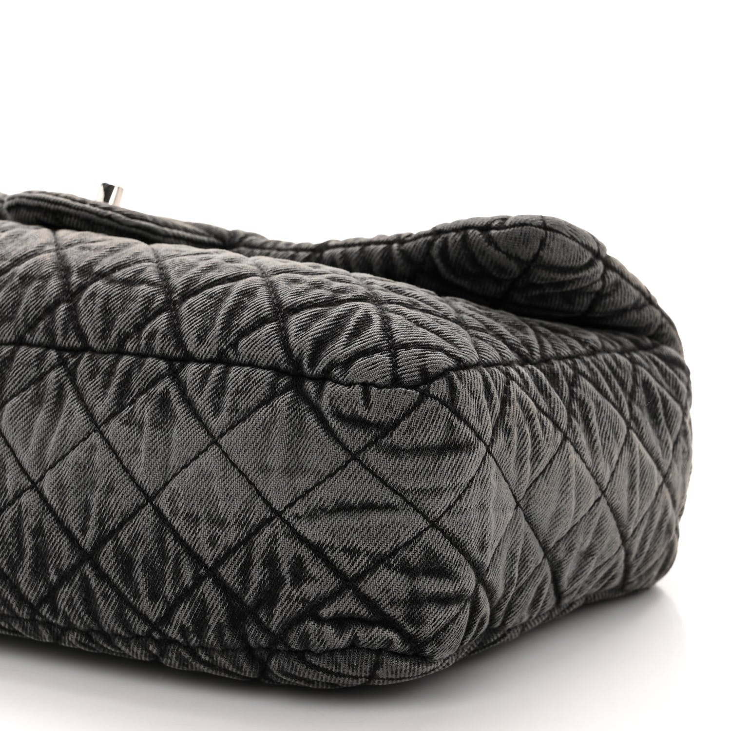 Chanel Denim Quilted Denimpression Flap Grey Black 10 of 11