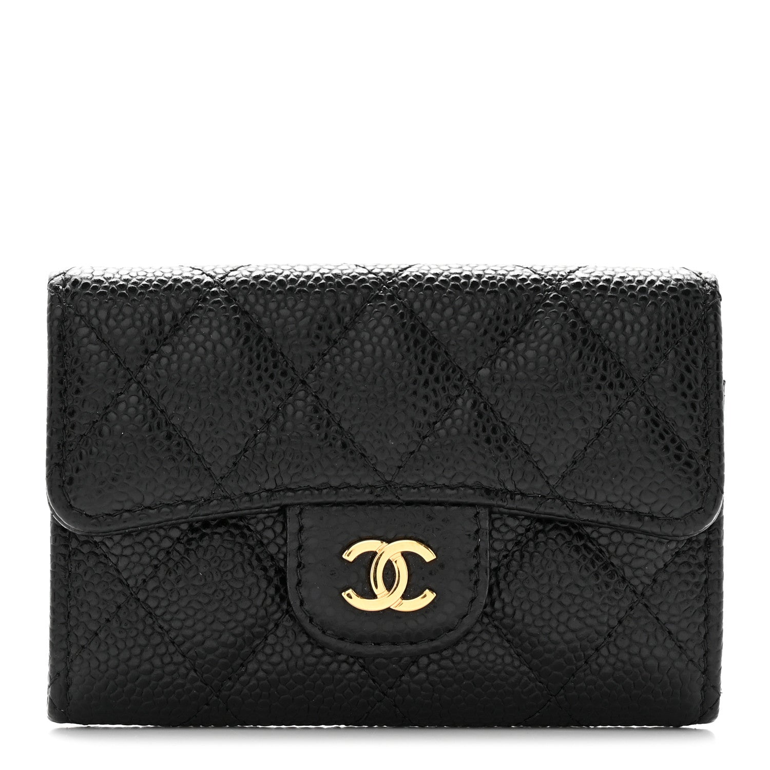 Chanel Caviar Quilted Flap Card Holder Wallet Black 1 of 9