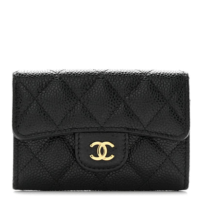 Chanel Caviar Quilted Flap Card Holder Wallet Black 1 of 9