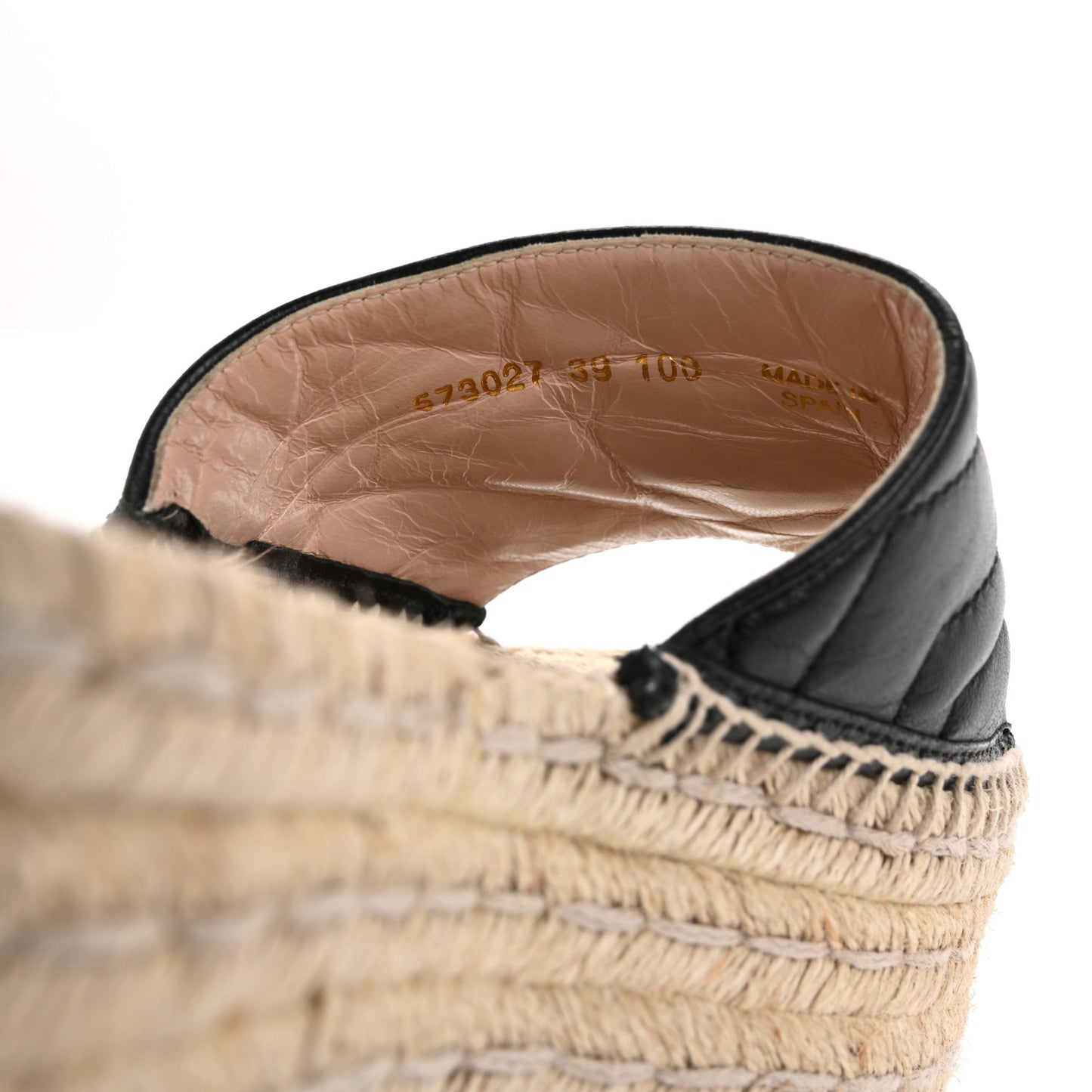 Nappa Matelasse GG Marmont Platform Espadrille Slide Sandals 39 Black