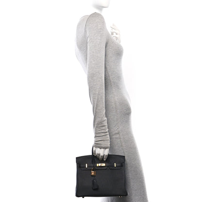 Hermes Togo Horseshoe Birkin 25 Black Bordeaux 2 of 12