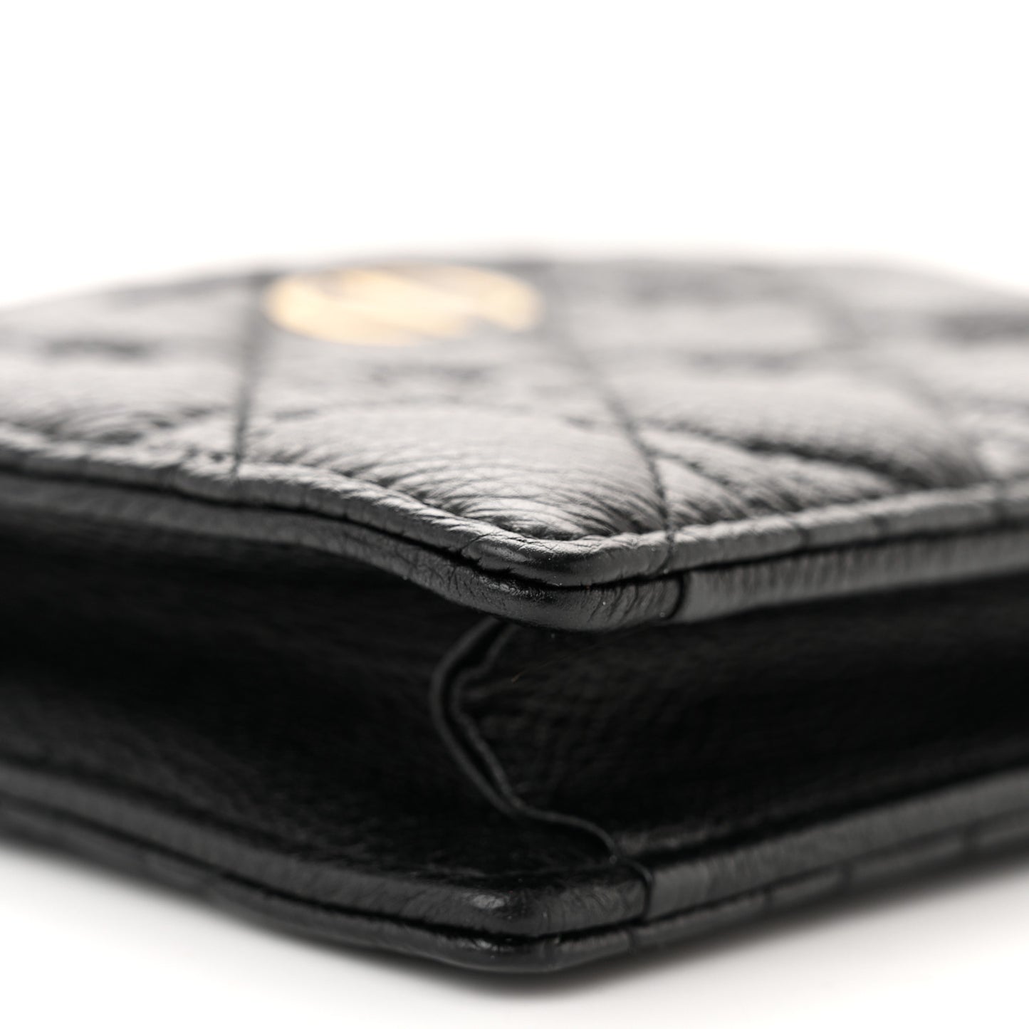 Calfskin Cannage Caro Zipped Pouch With Chain Black