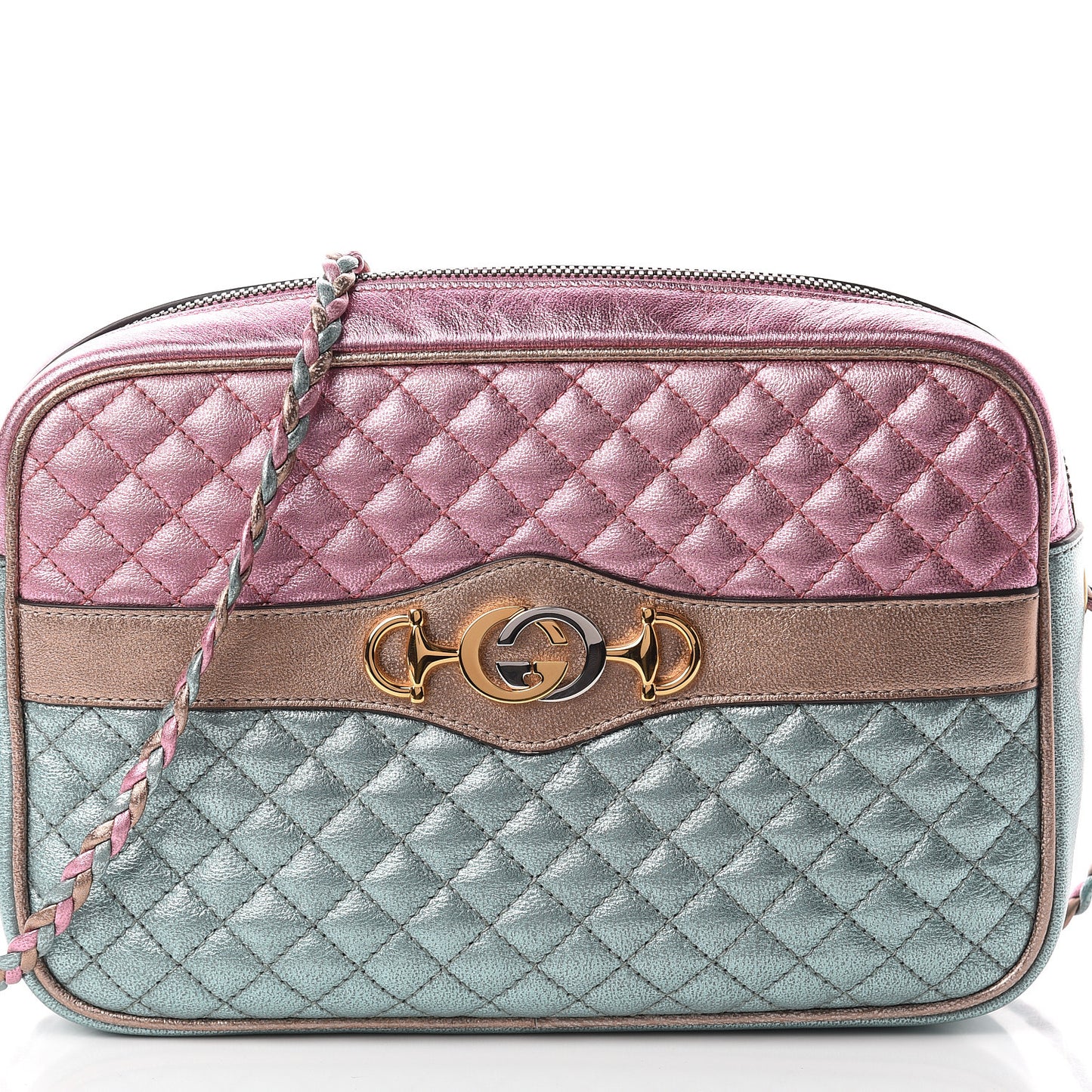 Laminated Nappa Trapuntata Small Zumi Shoulder Bag Rosa Lago Rame