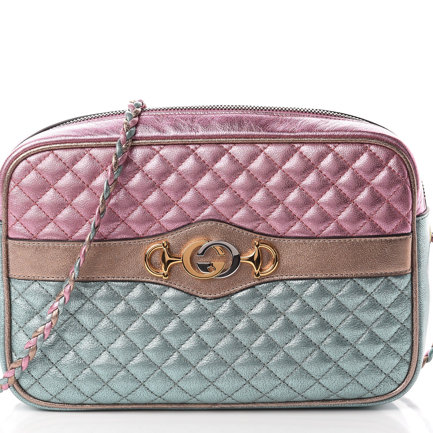Gucci Laminated Nappa Trapuntata Small Zumi Shoulder Bag Rosa Lago Rame 6 of 8