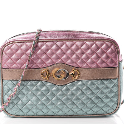 Gucci Laminated Nappa Trapuntata Small Zumi Shoulder Bag Rosa Lago Rame 6 of 8