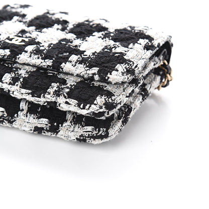Chanel Tweed Quilted Wallet On Chain WOC Black Ecru White 9 of 10