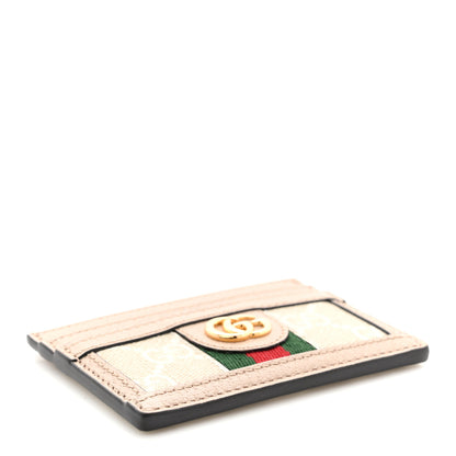Gucci GG Supreme Monogram Textured Dollar Calfskin Web Ophidia Card Holder Beige Mystic White Oatmeal 4 of 6