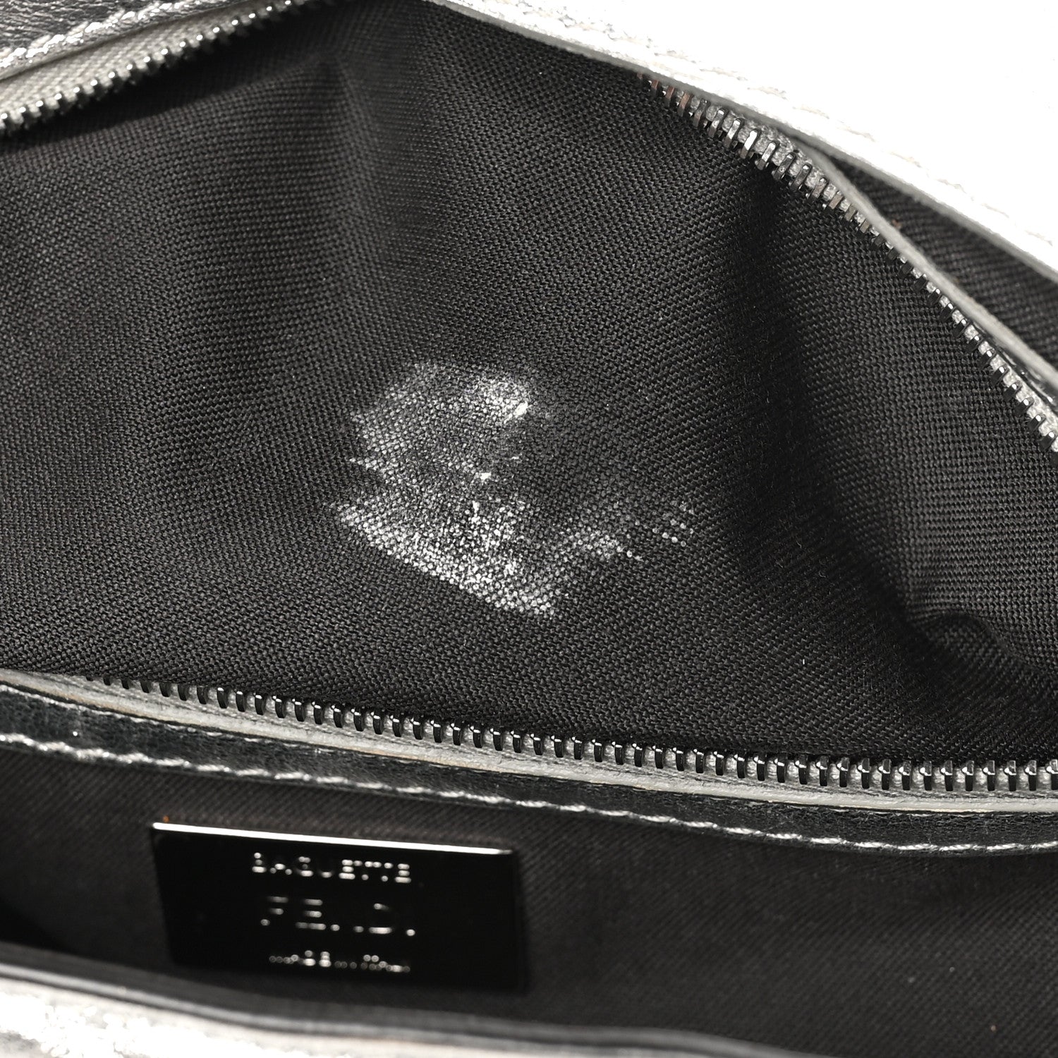 Fendi Vitello Catalan Mirror FF 1974 Embossed Baguette Argento 11 of 11