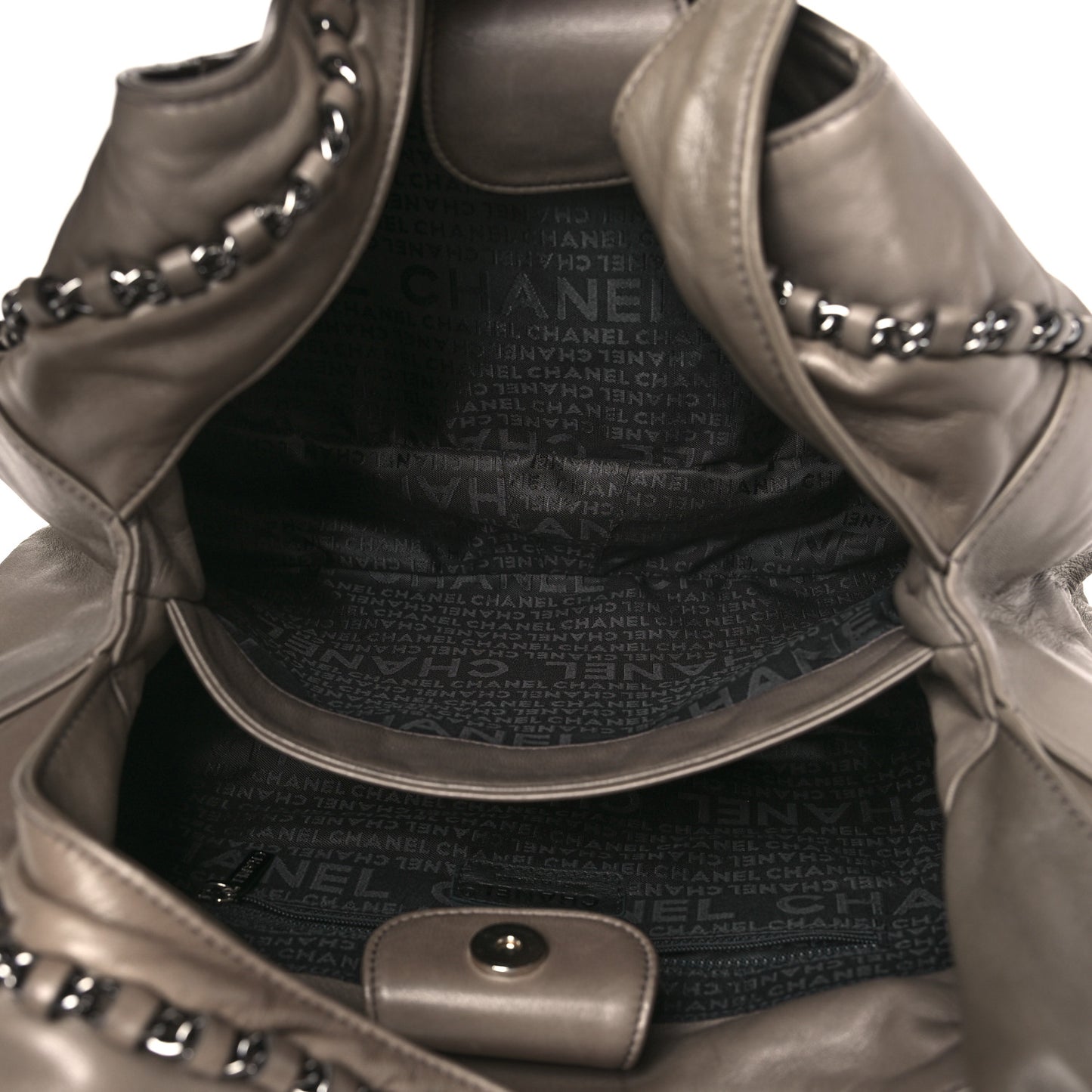 Lambskin Chain Hobo Grey