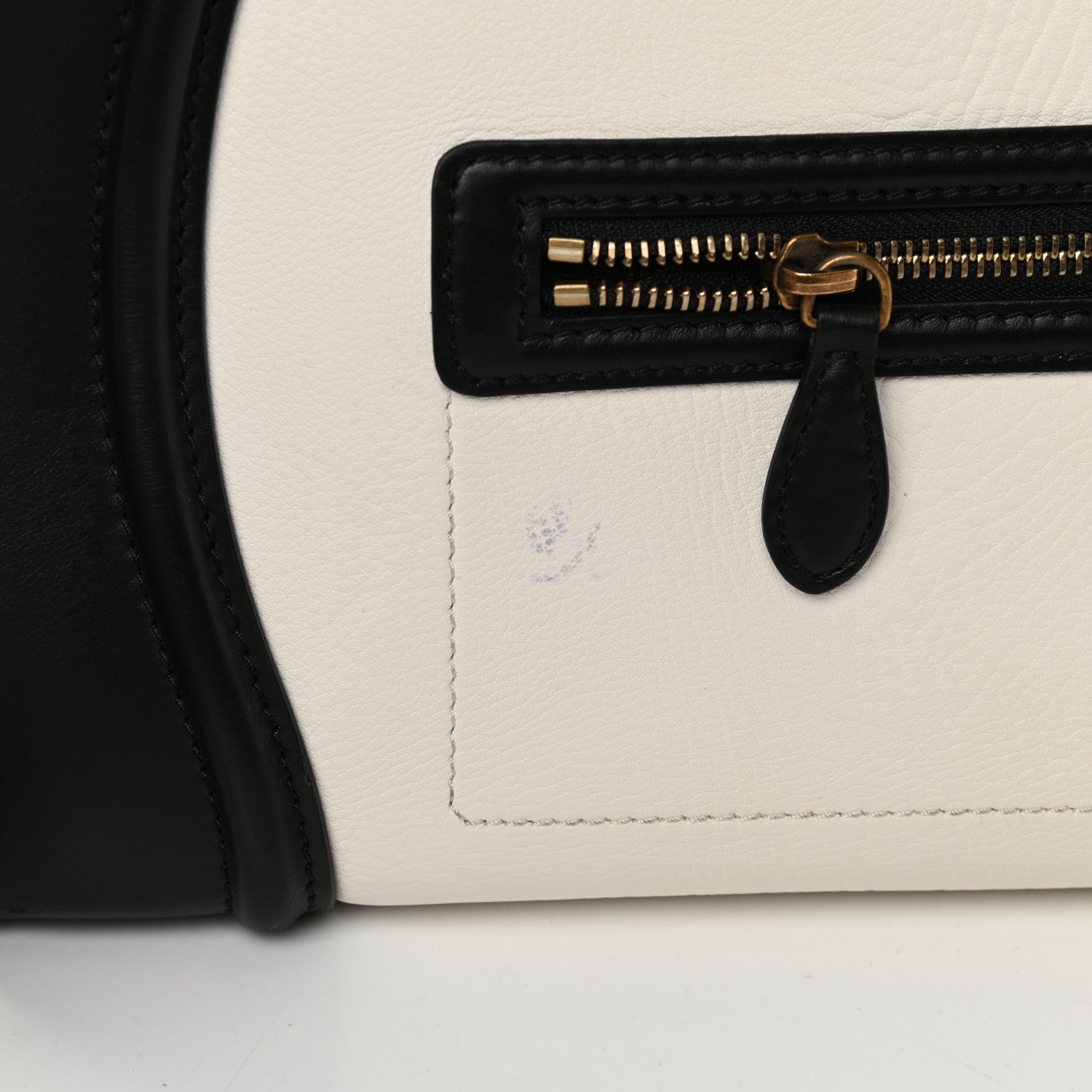 Celine Bullhide Calfskin Mini Bi-Color Luggage Black White 10 of 12