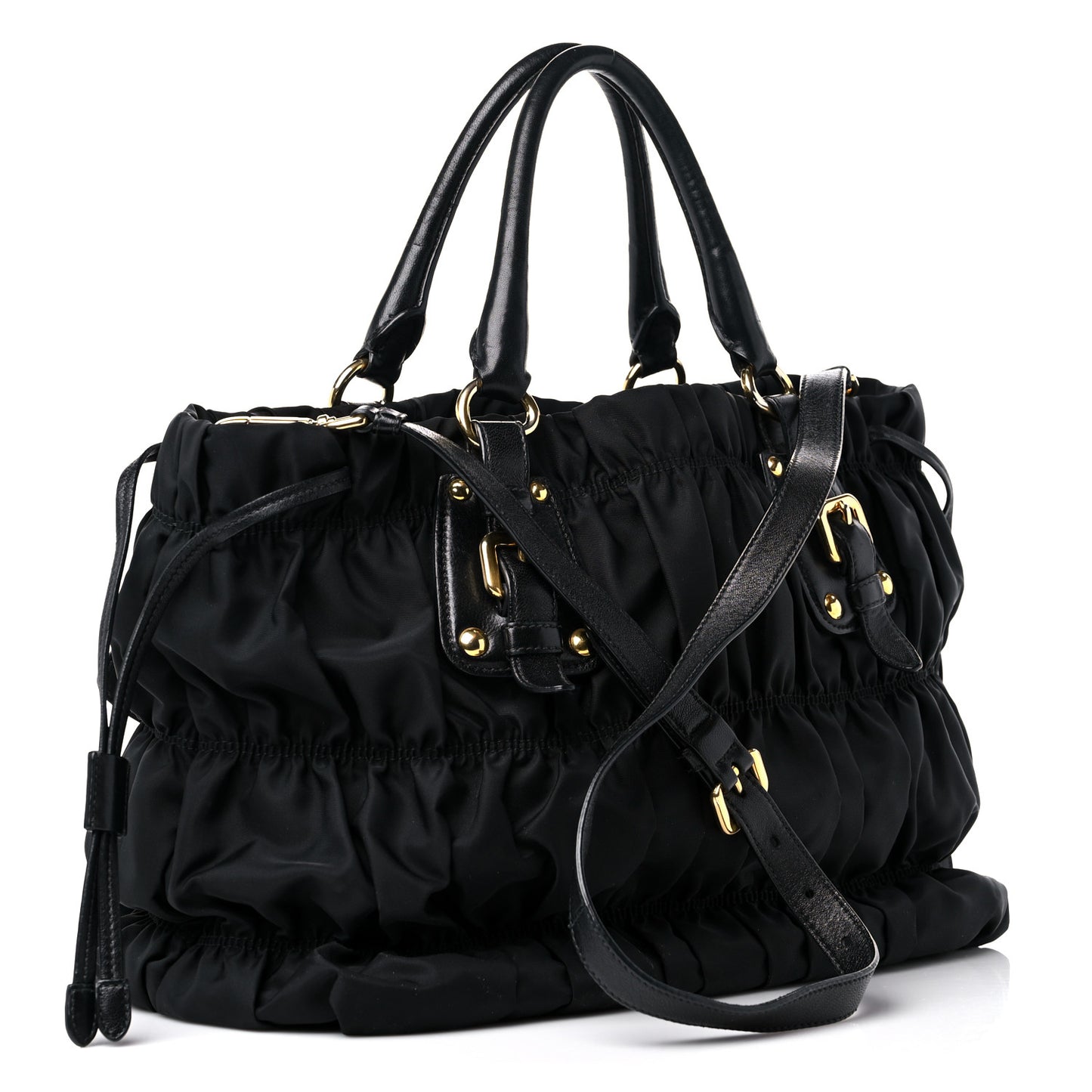 Tessuto Nylon Gaufre Drawstring Tote Black