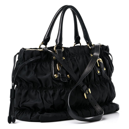 Prada Tessuto Nylon Gaufre Drawstring Tote Black 2 of 14