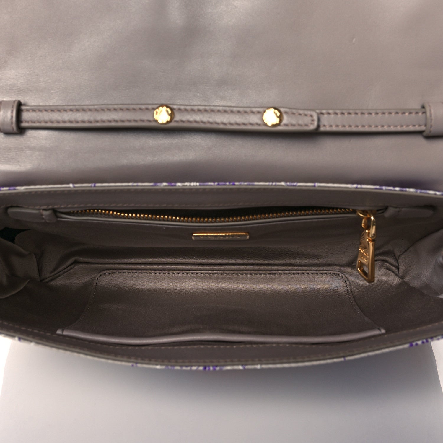 Prada Satin Floral Embroidered Pushlock Flap Bag Purple Multicolor 5 of 10