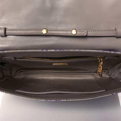 Prada Satin Floral Embroidered Pushlock Flap Bag Purple Multicolor 5 of 10