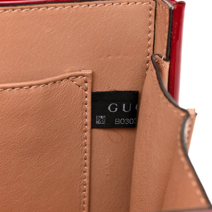 Gucci Mousse Top Patent Mini Sylvie 1969 Top Handle Bag New Cherry Red 7 of 15