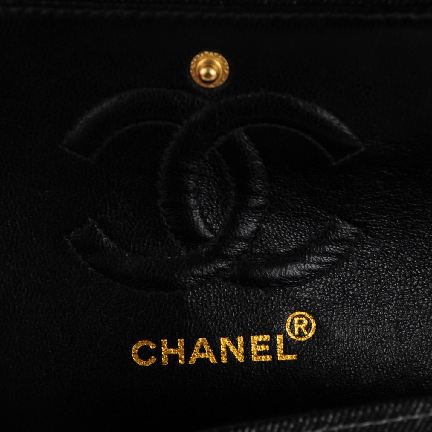 Denim Quilted Small Double Flap Black