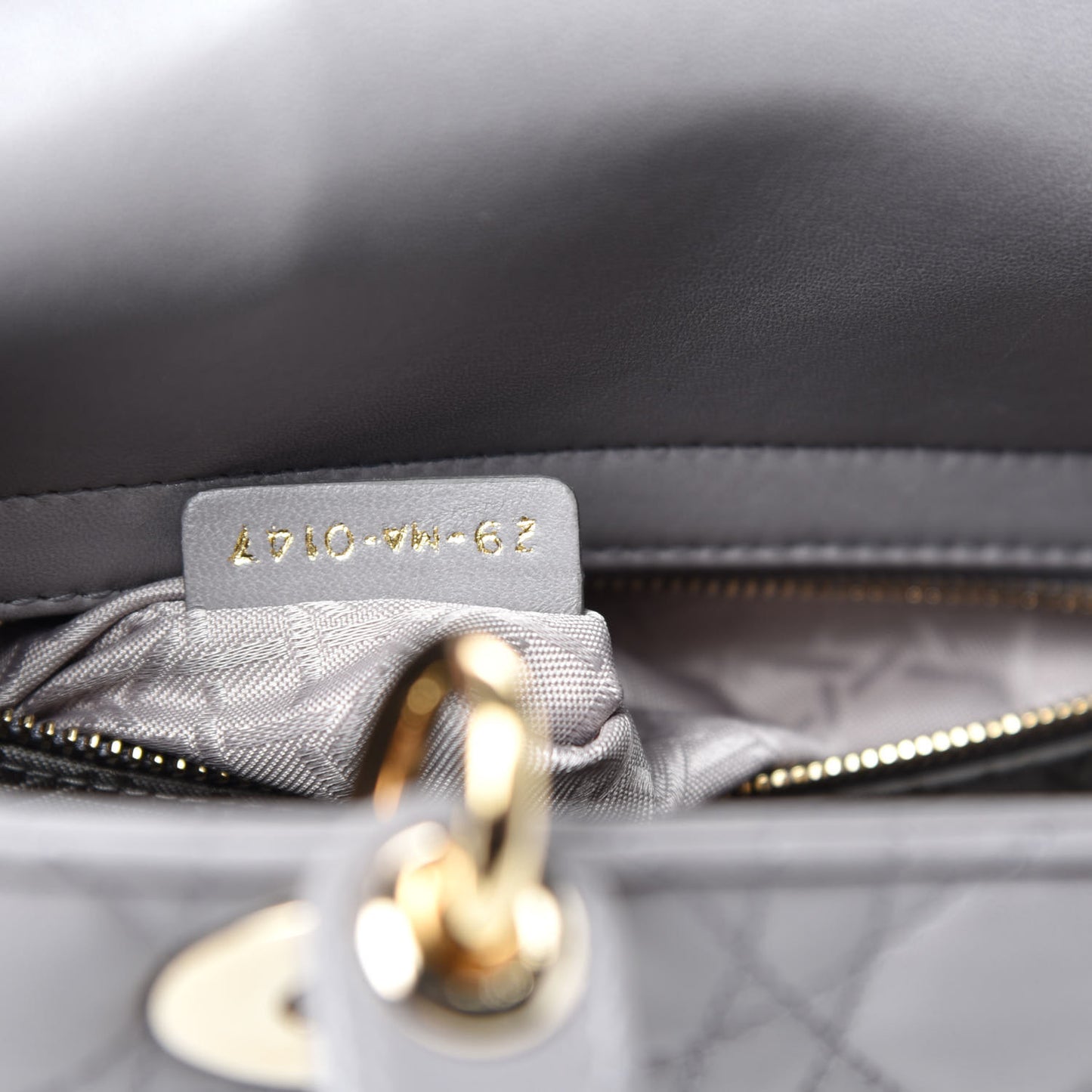 Lambskin Cannage Small Lucky Badges My Lady Dior Gris