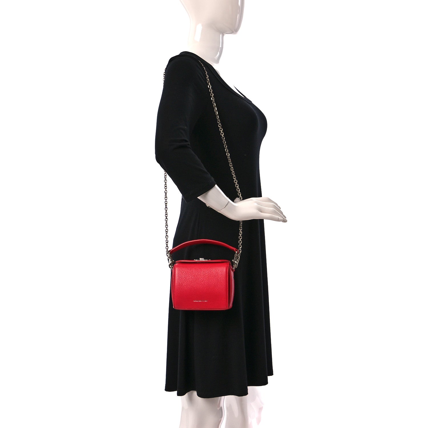 Alexander McQueen Silky Amish Grain Calfskin Box Shoulder Bag 19 Red 2 of 10