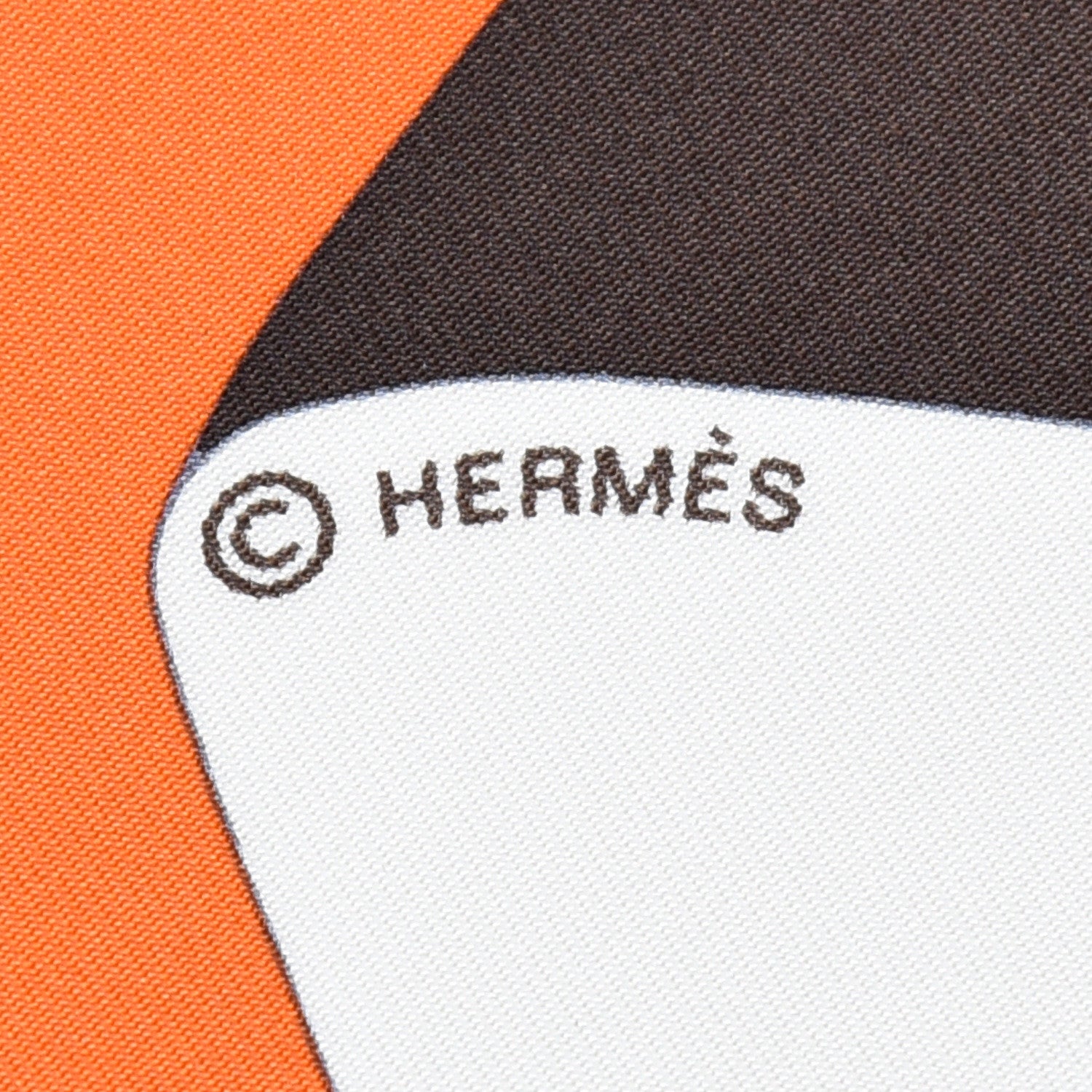 Hermes Silk En Duo Scarf 90 Orange Blanc Sepia 5 of 5