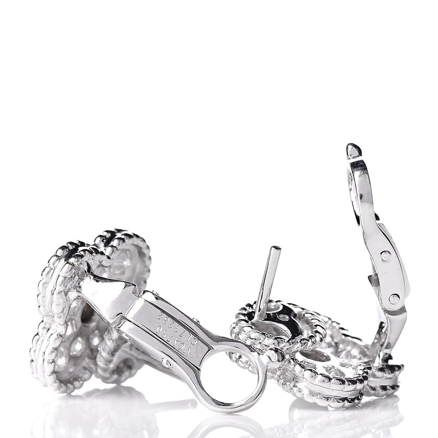 18K White Gold Diamond Vintage Alhambra Earrings