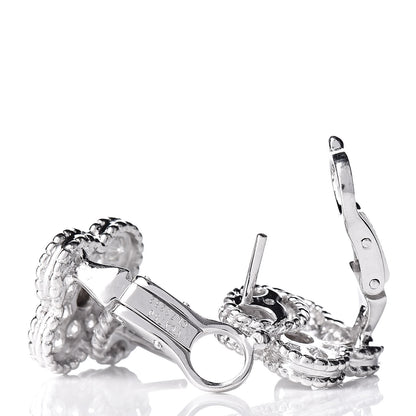Van Cleef & Arpels 18K White Gold Diamond Vintage Alhambra Earrings 4 of 4
