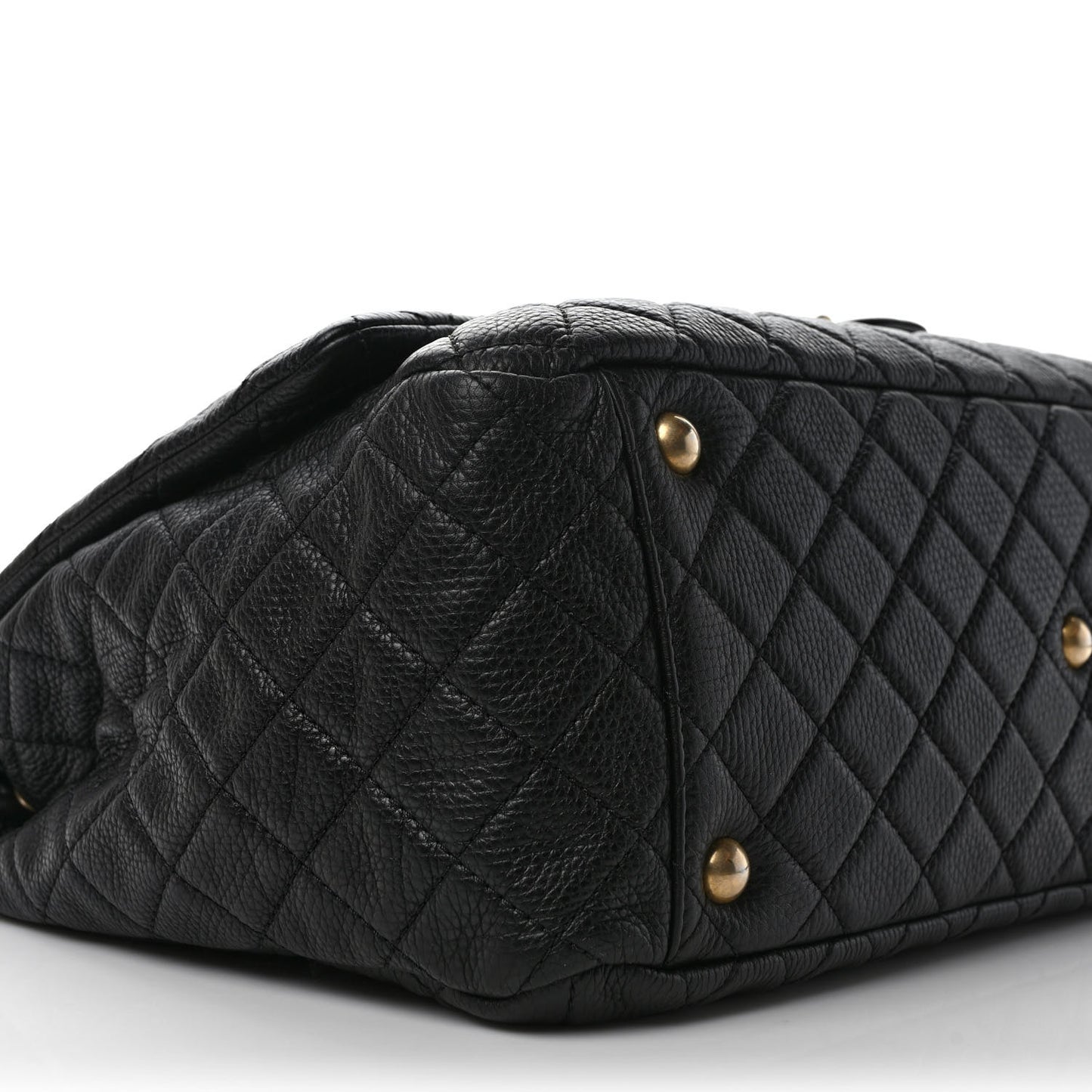 Calfskin Quilted XXL Travel Flap Bag Black