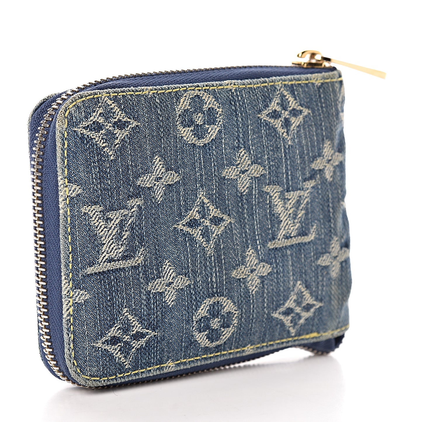 Denim Zip Compact Wallet Blue