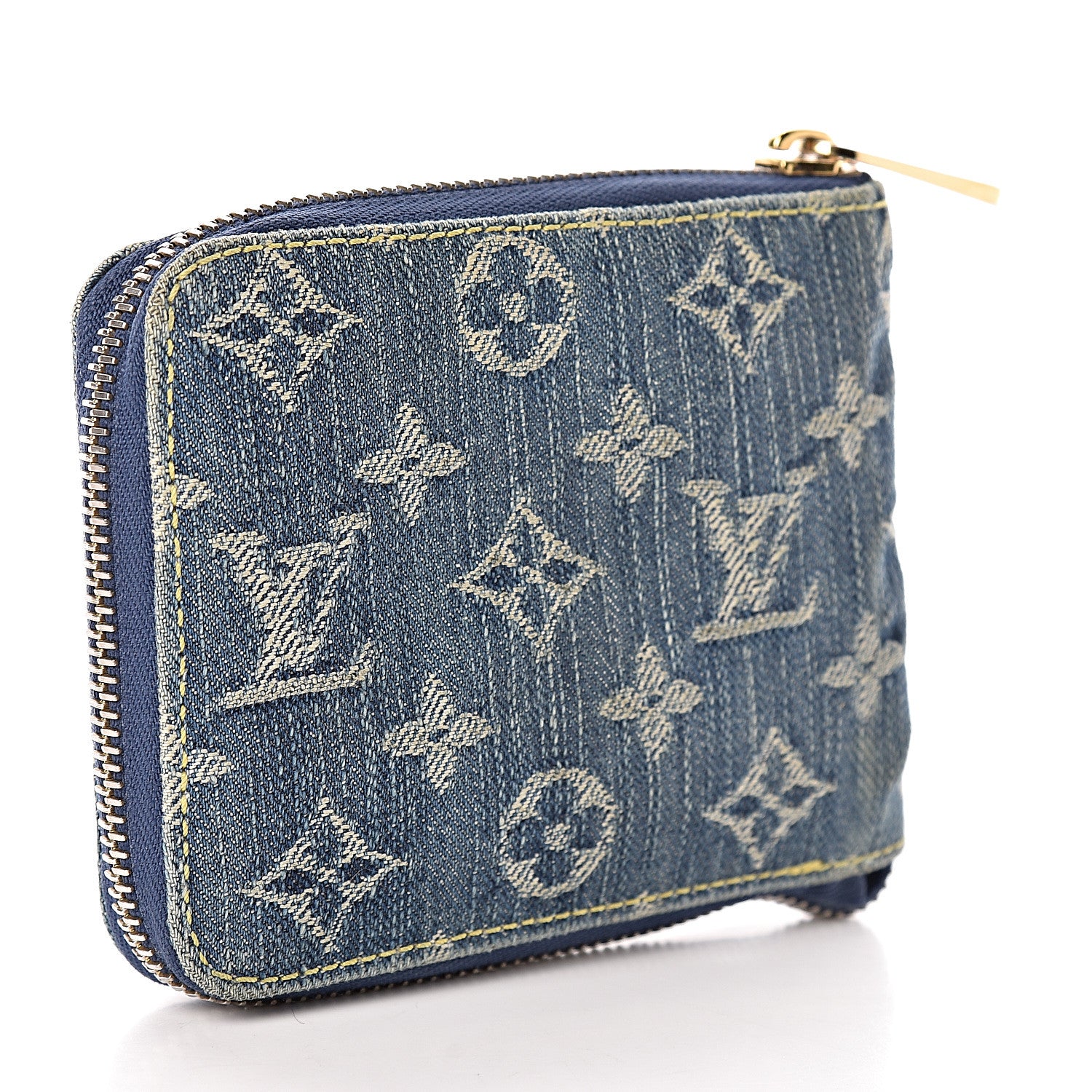 Louis Vuitton Denim Zip Compact Wallet Blue 3 of 9