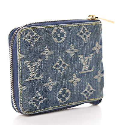 Louis Vuitton Denim Zip Compact Wallet Blue 3 of 9