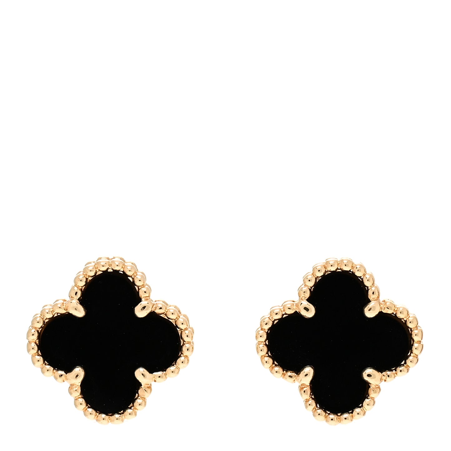 18K Yellow Gold Black Onyx Sweet Alhambra Earrings