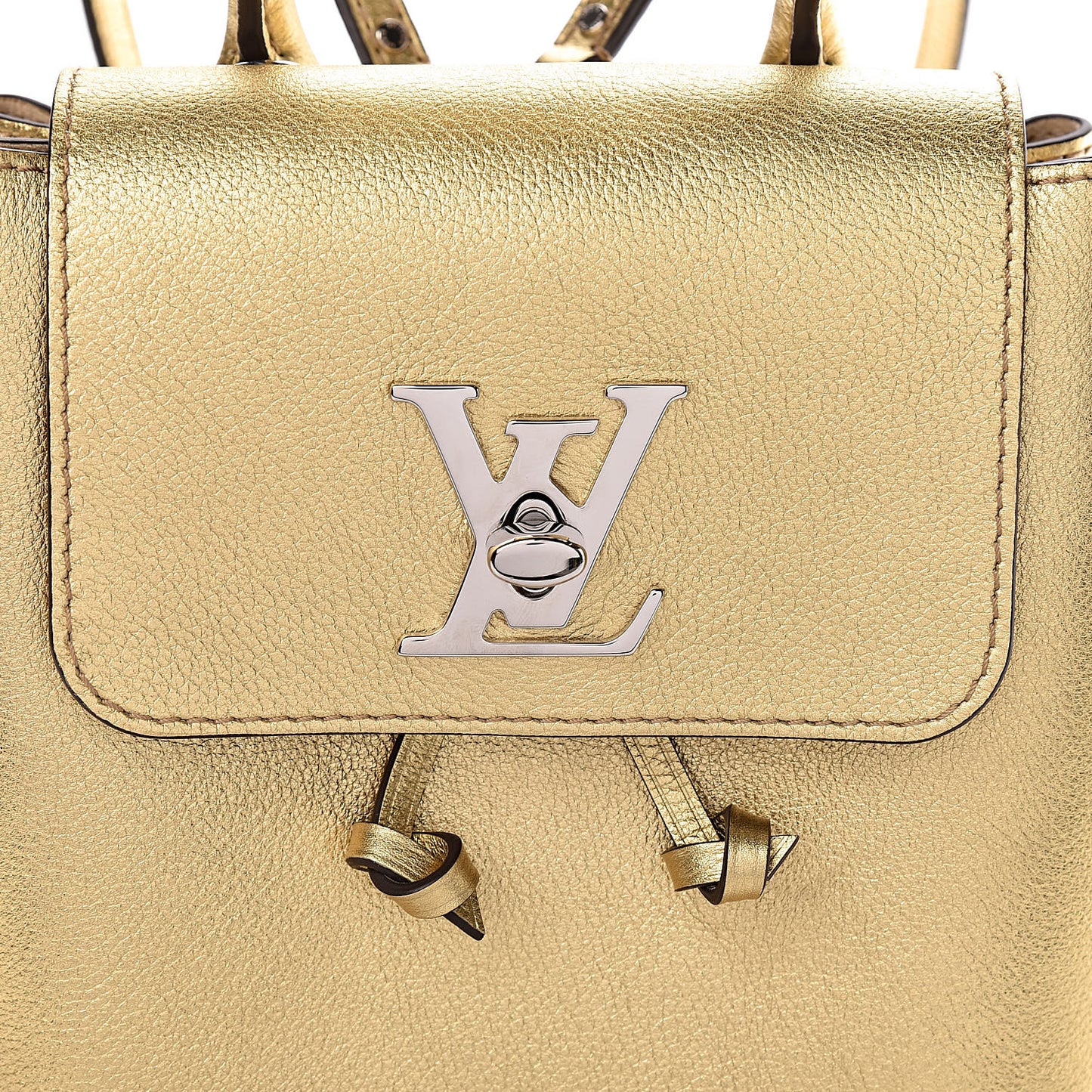 Metallic Calfskin Lockme Mini Backpack Gold