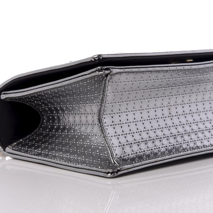Christian Dior Metallic Patent Micro-Cannage Small Diorama Flap Bag Silver 6 of 8