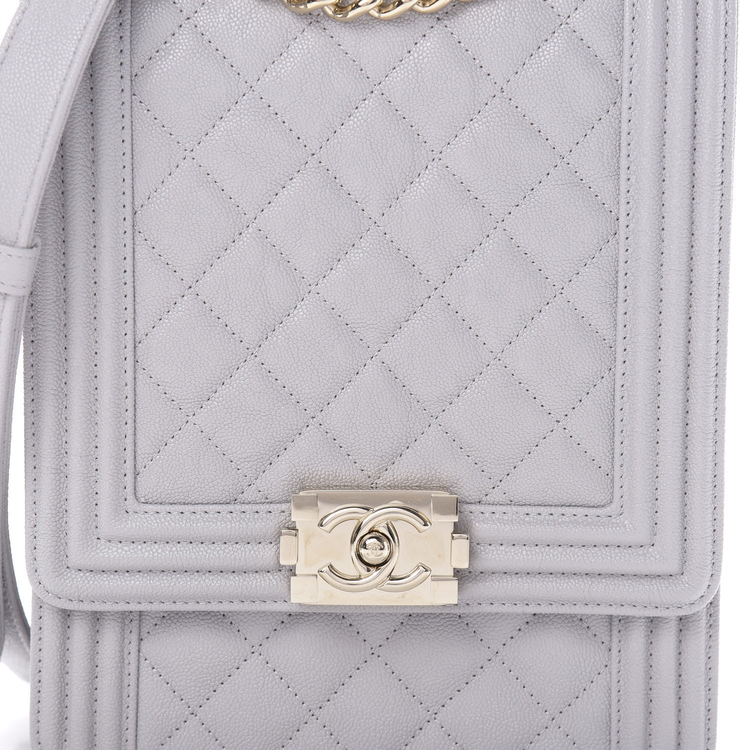 Chanel Caviar Quilted North South Boy Flap Light Grey 8 of 11